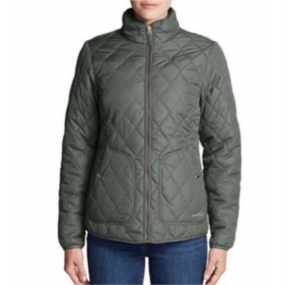 Eddie Bauer Olive Green Four Season Water-Repellent Quilted Jacket Size Medium
